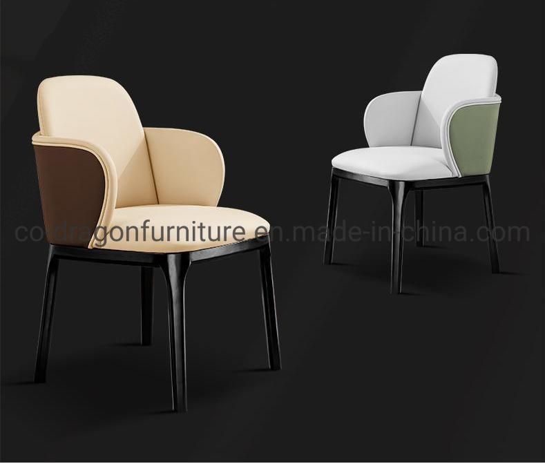 Luxury Modern Furniture Wooden Frame Leather Dining Chair with Arm