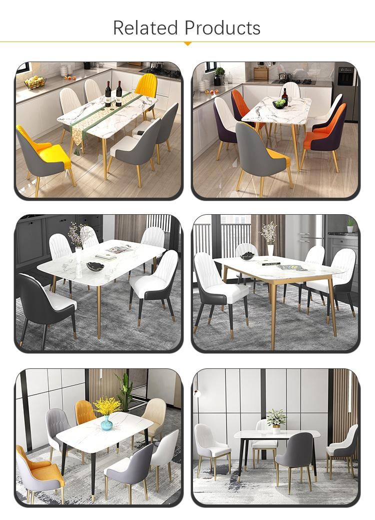 Nordic Restaurant Casual Marble Leather Dining Table with Chair Sets