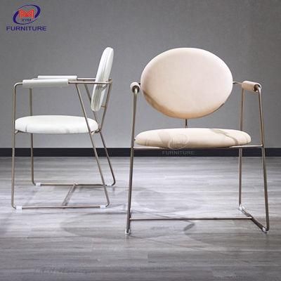 Modern Hotel Leather Cafe Stainless Steel Table and Chair for Sale