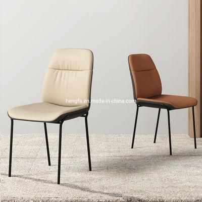 New Furniture Iron Frame Upholstered Leather Comfortable Restaurant Dining Chair