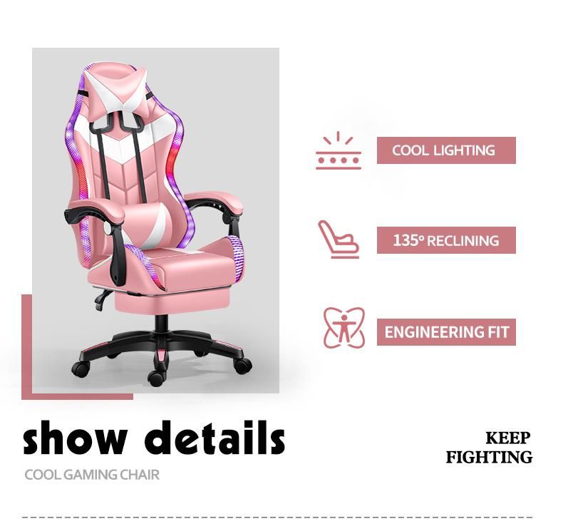 High Quality Wholesale Customizable Adjustable Height Rotatable Swivel CE Approval RGB LED Light Game Gaming Racing Esports Chair for Gamer