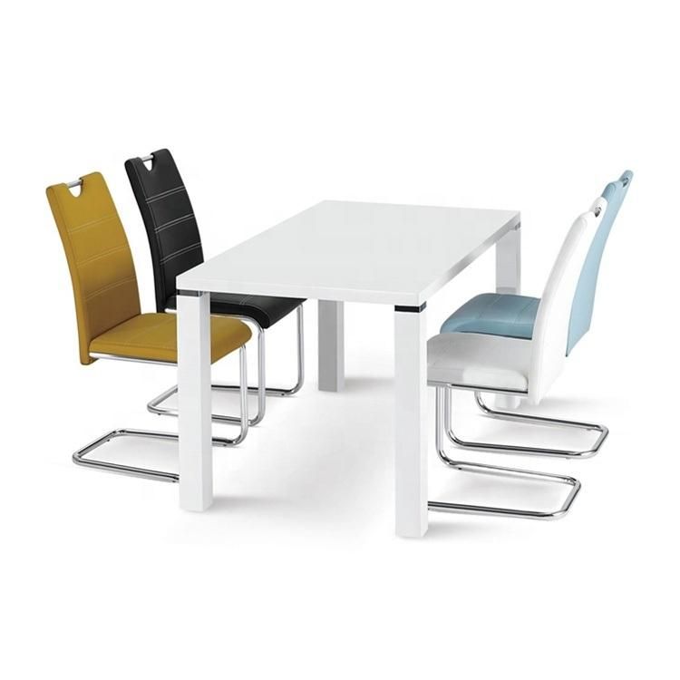 Modern Home Office Restaurant Furniture Table Set PU Faux Leather Steel Dining Chair for Outdoor Garden