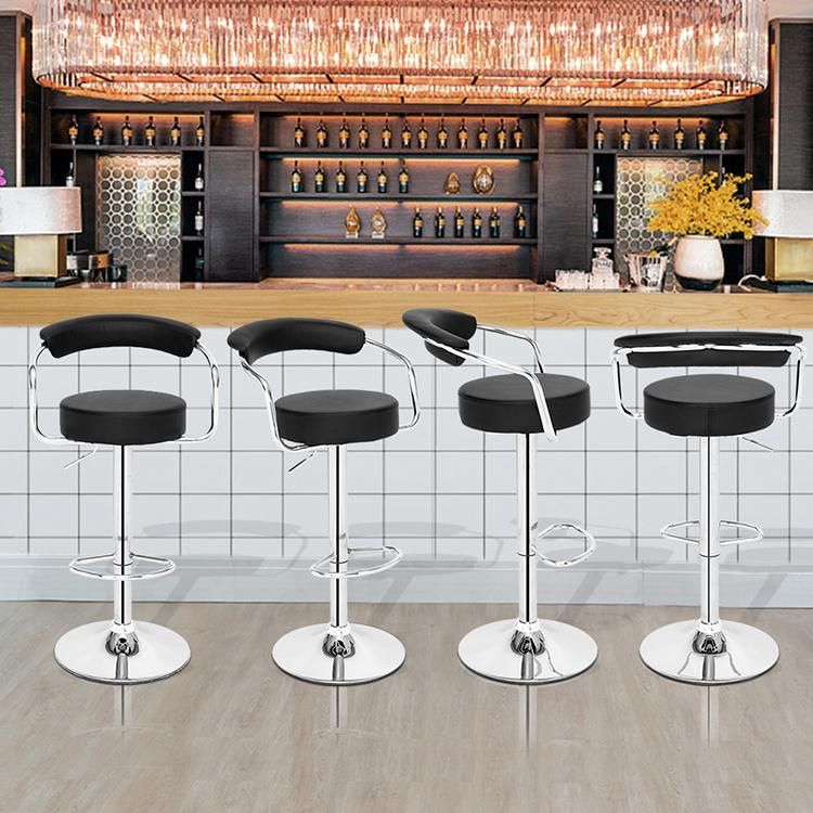 PU Leather Modern Stainless Steel Bar High Chair Dining Chair