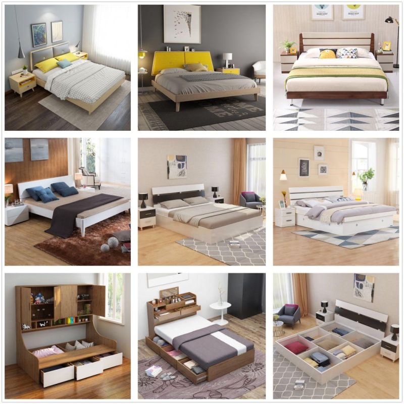 New Arrival Nordic Melamine Bedroom Furniture Wooden King Bed