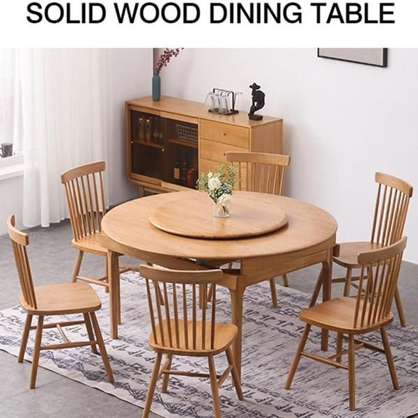 Dining Room Foldable Solid Wood Stretch Round Dining Table