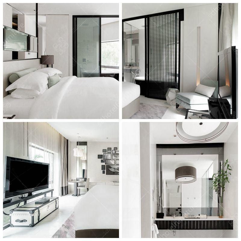 Foshan Customized Modern Hotel Bedroom Sets White Color Hotel Room Furniture