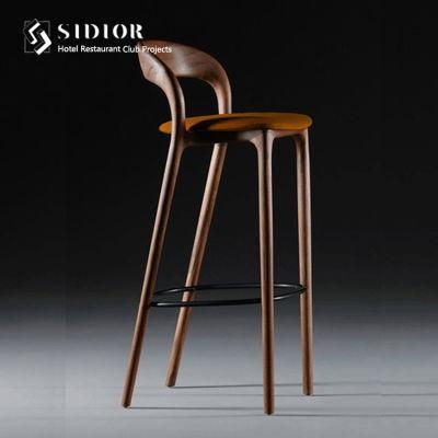Rustic Restaurant Furniture Stable Fabric Wooden Commercial Bar Chair Stool