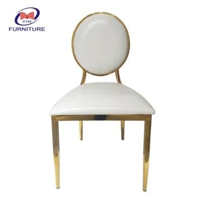 Hot Sale Wedding Furniture Round Back Gold Stainless Steel Chair