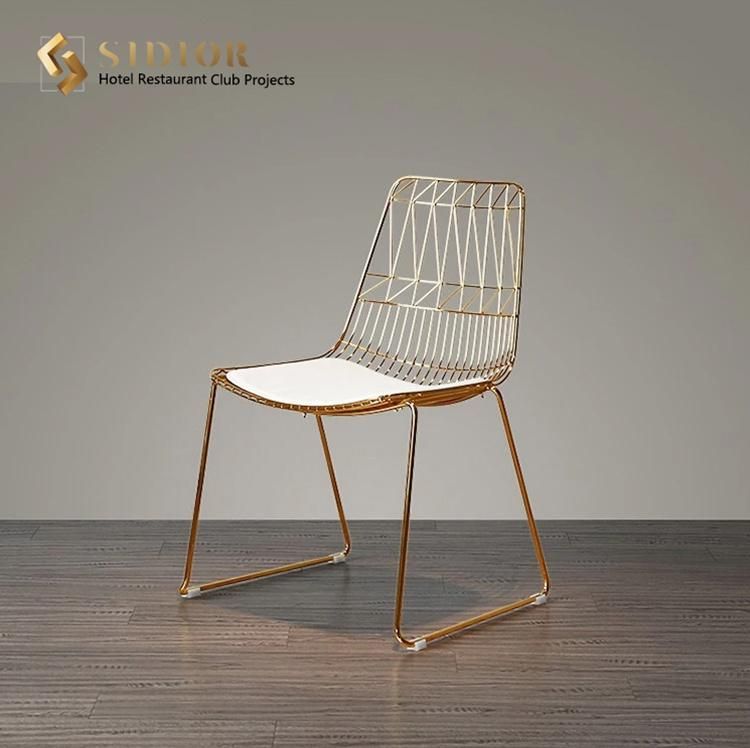 Factory Industrial Modern Outdoor Garden Party Bistro Cafe Wedding Wire Metal Dining Chairs