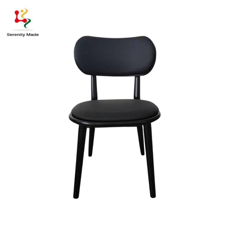 Timber Bistrol Chair Black Leather Wholesale Restaurant Cafe Shop Dining Chair