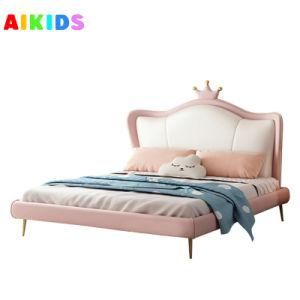 Light Luxury Crown Princess Leather Bed Girl Dream Castle Girl Children Bed Creative Boy Bed