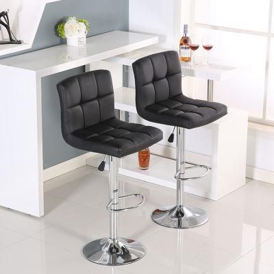 Modern Unique Retro PU Leather Cowboy Fabric Bar Stool Adjustable Height High Back Rotatable Swivel Bar Chair for Sale