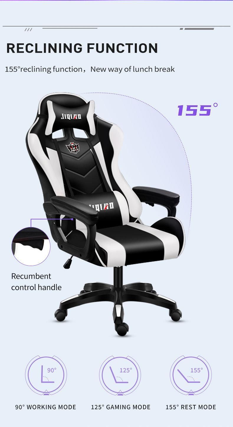 Wholesale Custom Logo PU Leather Four Points Fixed Armrest PC Ergonomic Silla Gamer Computer Gaming Chair with Footrest