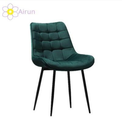 Tufted Fabric Dining Chair Wood Fabric and Metal Leg Dining Chair Modern Velvet Fabric Living Room Chair
