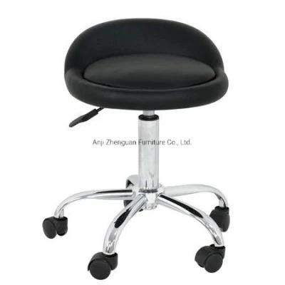 Adjustable Hydraulic Rolling Swivel Salon Stool Chair Tattoo Massage Facial SPA Stool Chair with Back Rest (PU Leather Cushion) (ZG18-035)