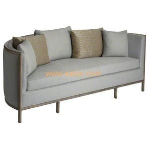 (CL-6602) Classic Hotel Restaurant Lobby Furniture Wooden Fabric Leather Sofa