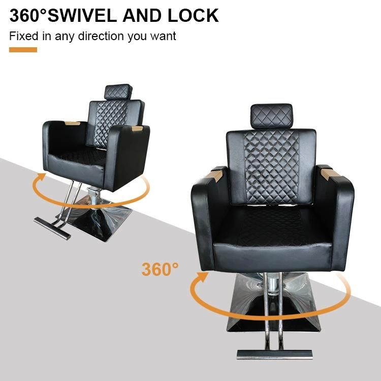 Hl-1186 Salon Barber Chair for Man or Woman with Stainless Steel Armrest and Aluminum Pedal