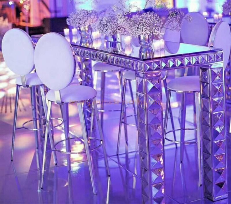 Hot Sale Bar Room Round Back Bar Stool High Dining Chair Hotel KTV Hall Indoor Stainless Steel Lounge White High Back Bar Stool Chairs
