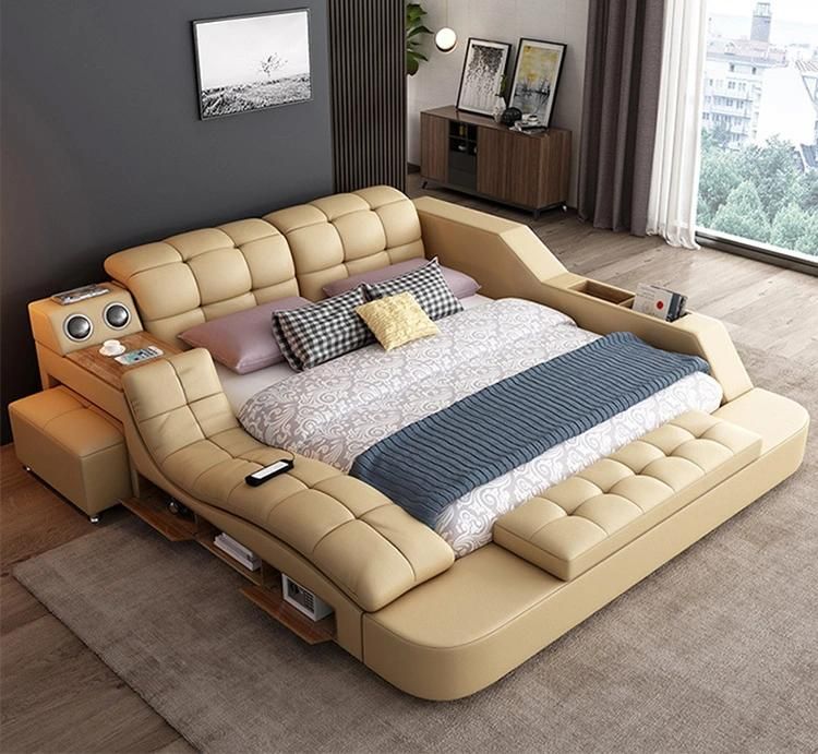 Modern Bedroom Furniture Set Leather Multifunction Massage Charger Smart Sofa Bed