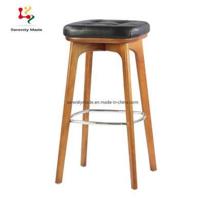 Restaurant Leather Brass Footrest Counter Height Stool