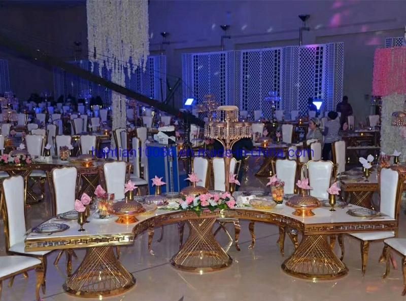 Stackable White Chair Gold Frame Wedding Banquet Chairs Stainless Steel Dining Chair