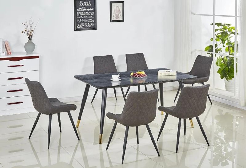 Modern Luxury Metal Leg Restaurant Furniture PU Leather Dining Chairs with Metal Legs