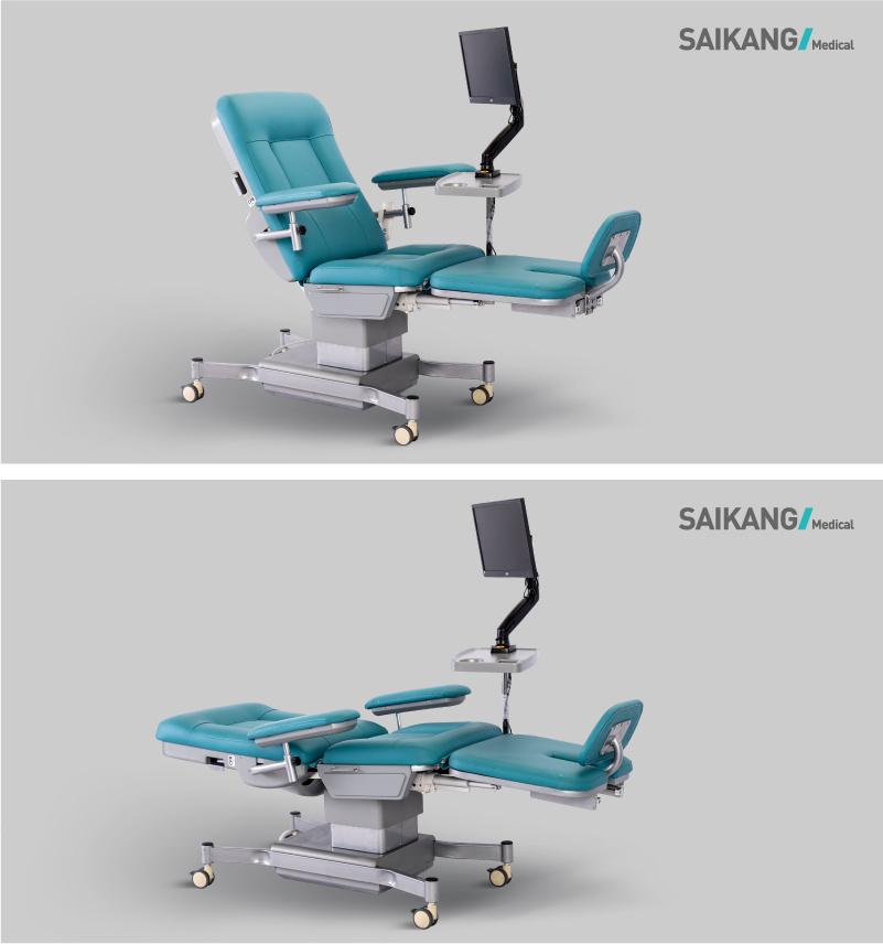 Ske-170A Saikang Sale EEG Chair ECG Chair Movable 3 Function Adjustable Medical Electric Reclining Dialysis Chair with Wheels