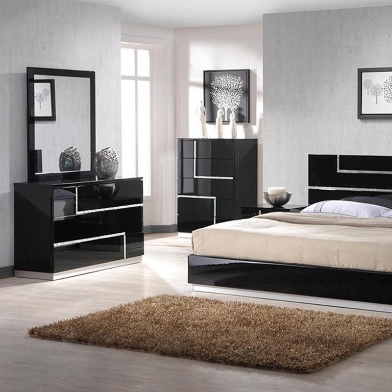 High Quality European Design Home Furniture Black Bedroom Furniture Set