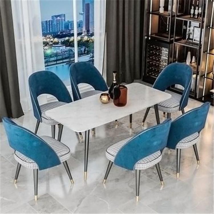 Dining Room Furniture Modern Comfortable Velvet Fabric Restaurant Chairs Leather Metal Legs Chairs Dining Chair