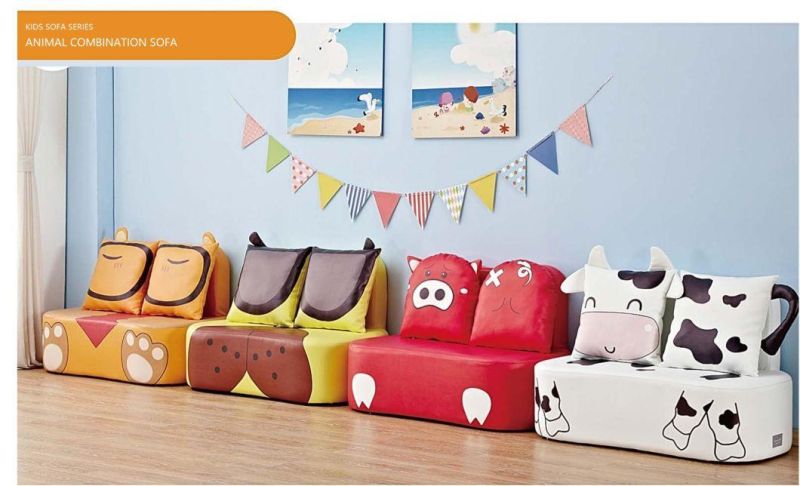 Chimmy Resource Whole Sale Kids Sofa, Children Leather Sofa, Preschool Playing Sofa, Kindergarten Day Care Center Sofa, Nursery Two Seat Sofa