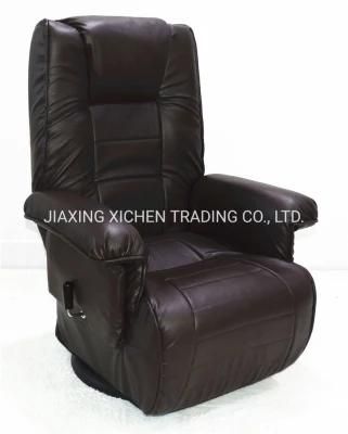 Black Leather Adjustable High Backrest Soft Swivel Sofa Chair