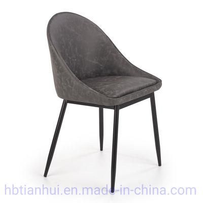 Modern Restaurant Hotel Furniture PU Leather Seat Dining Chair with Metal Legs