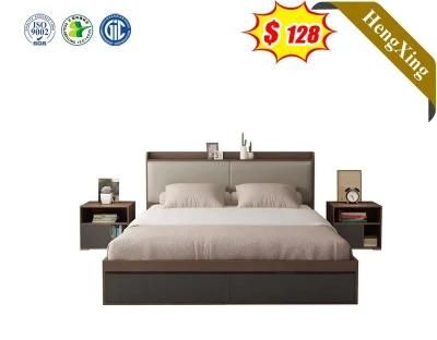 Modern High Headboard Upholstered Bedroom Furniture Double Queen King Frame Size Fabric Wooden Bed with Mattress