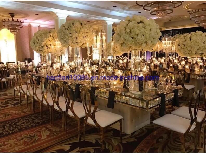 Gold Stainless Steel Wave Back Banquet Chairs for Wedding Party Dining Chairs