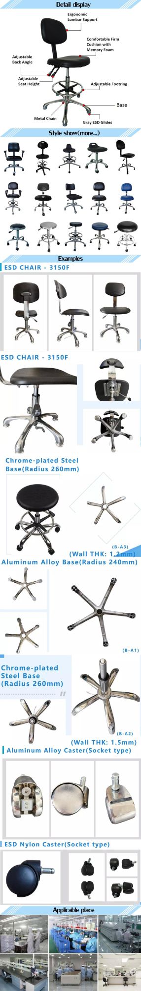 Senior PU Foam ESD Anti-Static Leather Chair