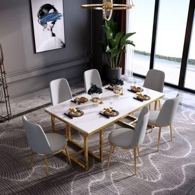 Foshan Modern Luxury Restaurant Metal Glass Top Home Furniture Dining Table