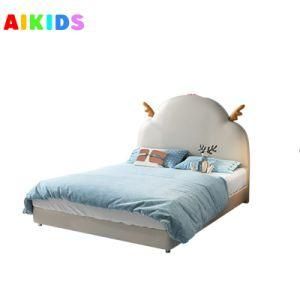 Nordic Modern Simple Style Children Leather Bed Guardrail Slide Boys MDF Bed
