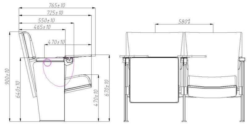 Ergonomic Office High School University Worship Theater Auditorium Chair