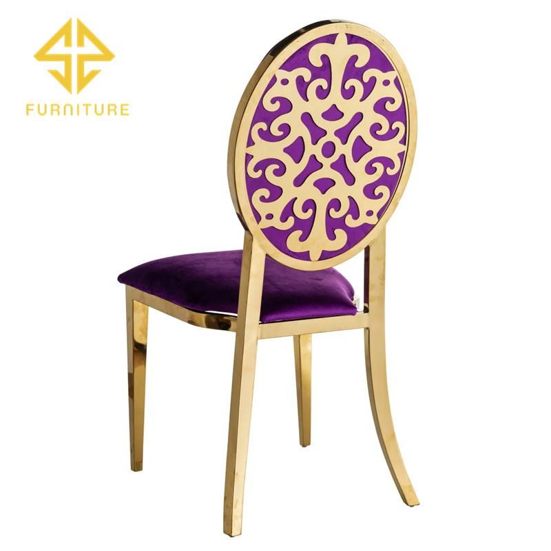 Modern Luxury Stainless Steel Frame Velvet Cushion Wedding Chair for Event Banquet Using