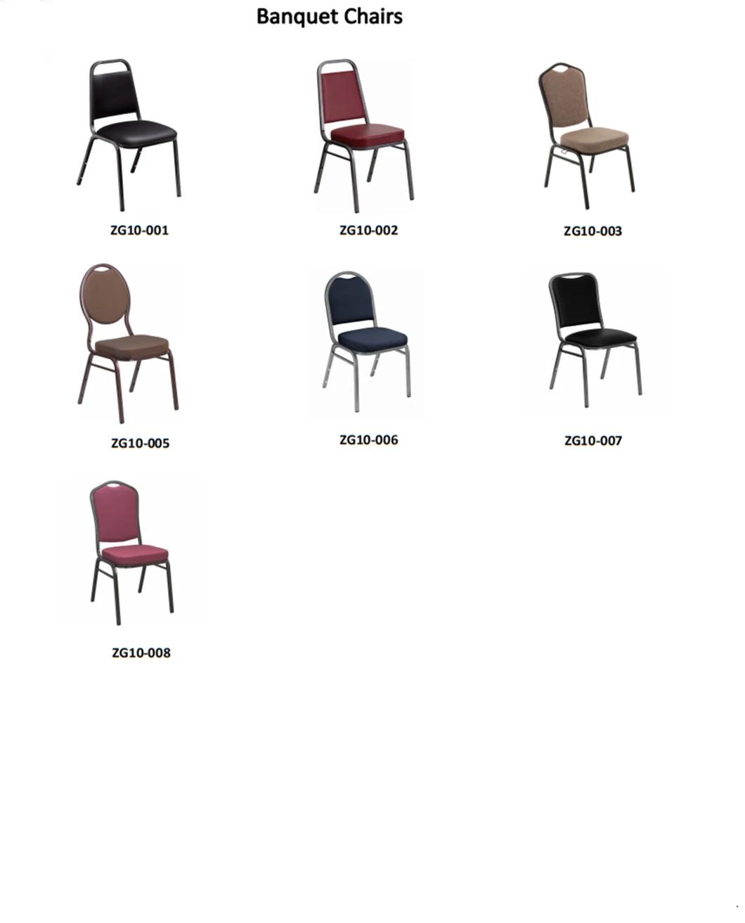 Professional Manufacturer of Burgundy Fleck Fabric and Gold Frame Crown Metal Steel Dining Banquet Chair (ZG10-003)