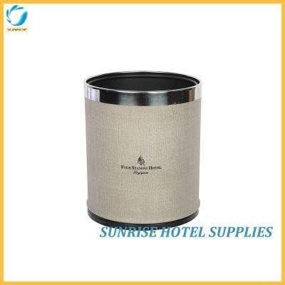 New Arrival 5 Star Hotel Leather Round Waste Bin