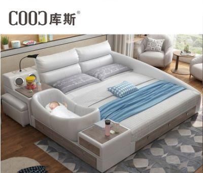 Modern Multifunction Miusc King Bed Leather Baby Bed with Storage