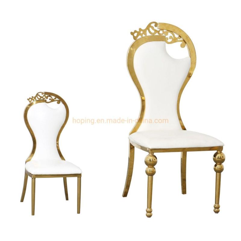Factory Price Royal Dynasty Dining Chair High Back Stainless Steel Hotel Chair New Design Modern Style Hotel Restaurant Wedding Dining Chair