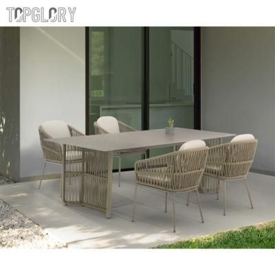 Outdoor Patio Dining Set Modern Design Aluminium Villa Restaurant Chair and Tables