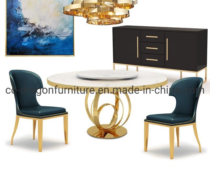 Simple Luxury Steel Leg Leather Dining Chair for Home Furniture