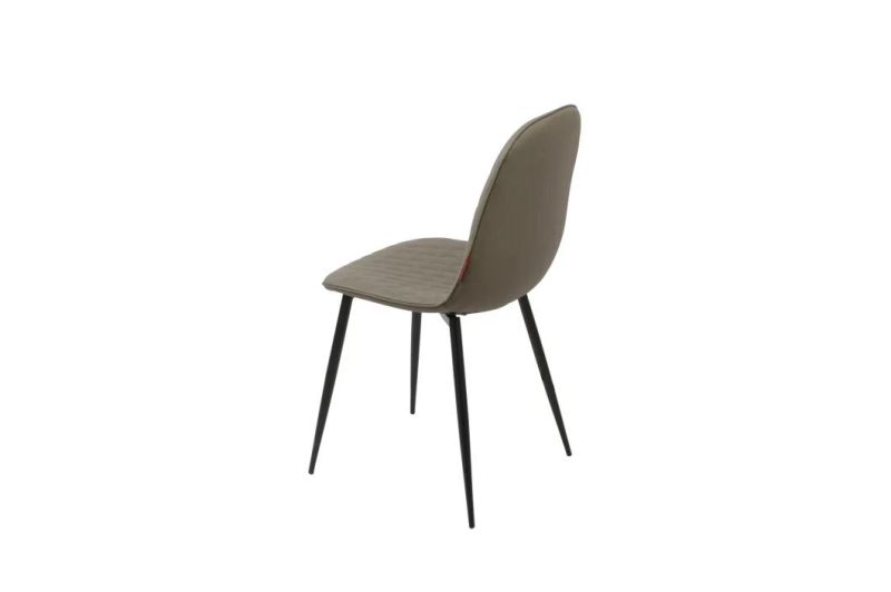 Modern Classic High Back Linen Navy Dining Room Chair Restaurant PU Leather Metal Legs Upholstered Dining Chair