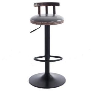 High Quality Modern Relax Leather Swivel Wood Bar Stools Chair Navy