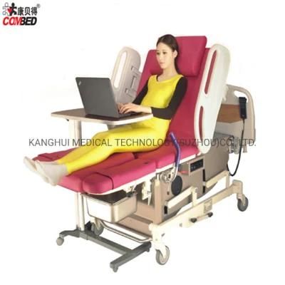 Four Wheels Birthing Obstetric Gynecology Women Foaming Mattress Bed with Leg Rest and Waist Armrest