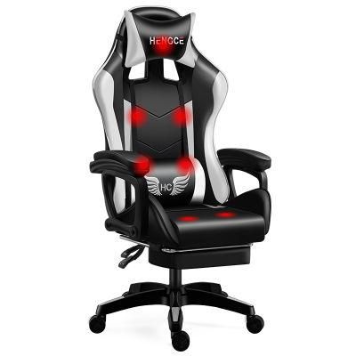 New High Back Leather 7 Points Massage Racing Game Gaming Chair with Footrest