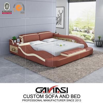 Italy Design Space Saving Storage Leather Bed for Bedroom
